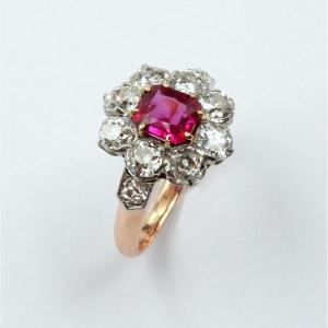 Bague pompadour rubis birman