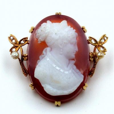 Cameo Brooch On Chalcedony