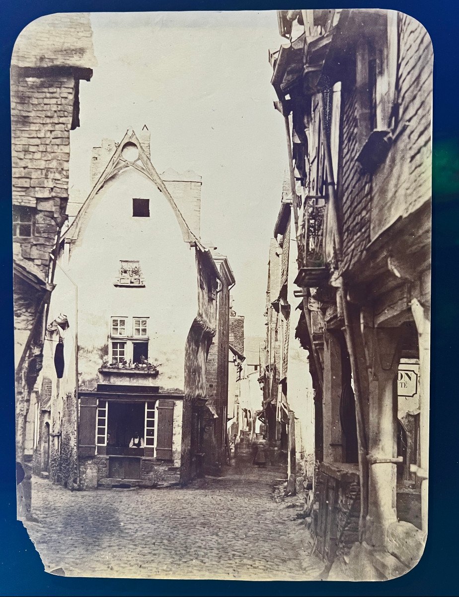 Ancienne photo du centre de la ville de Vitré, Bretagne, XIXème