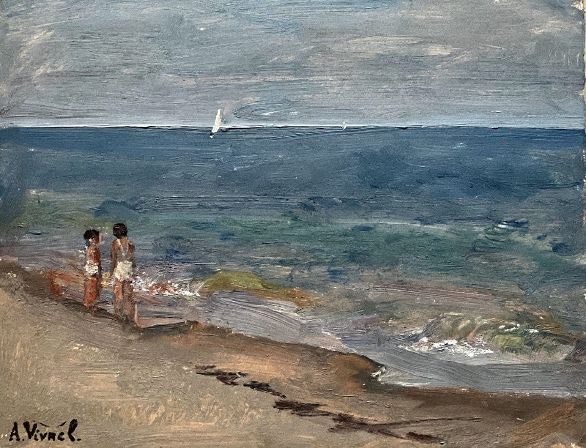 Children On The Beach, André-léon Vivrel