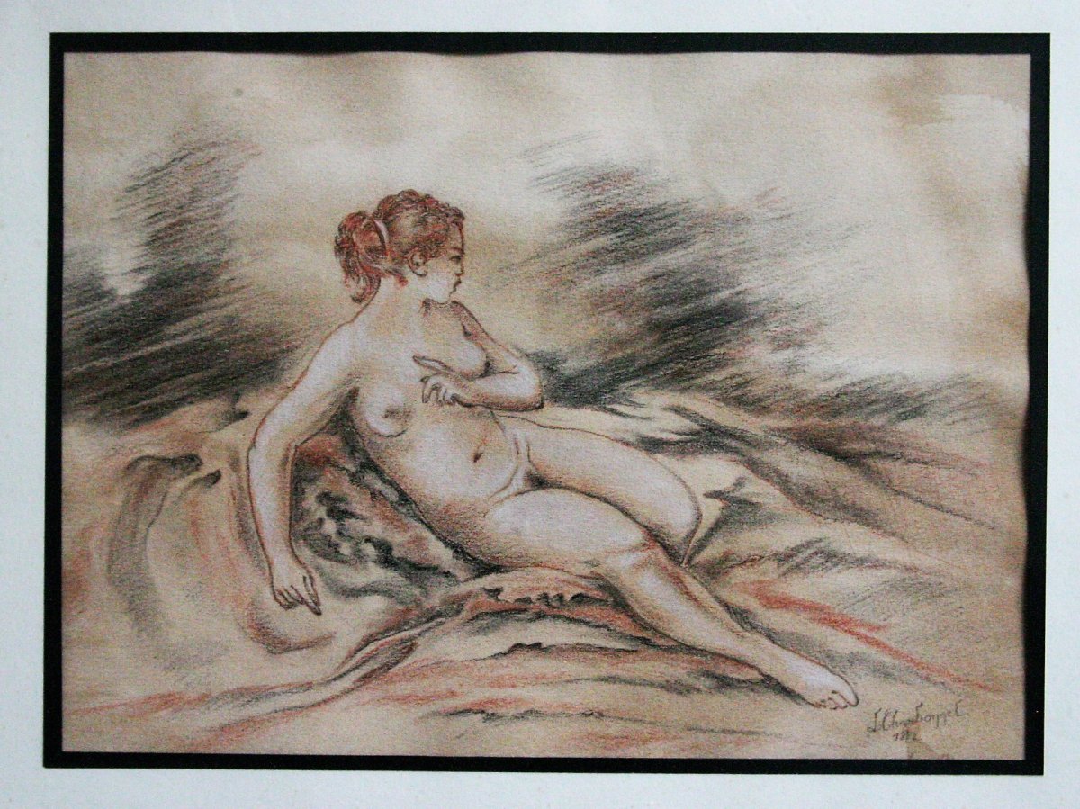 Reclining Nude, 19th Century, L. Charbonnel