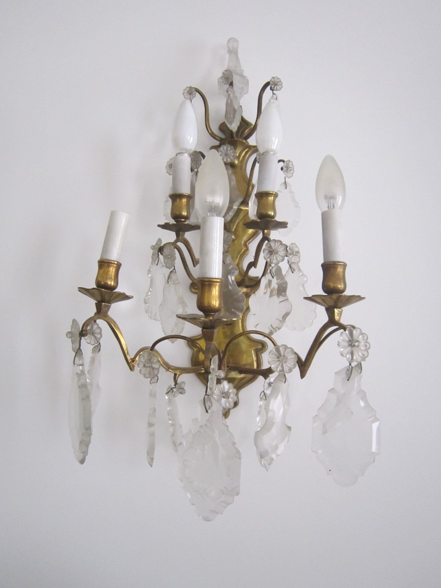 Paire d'Appliques Et Lustre Style Louis XV-photo-2