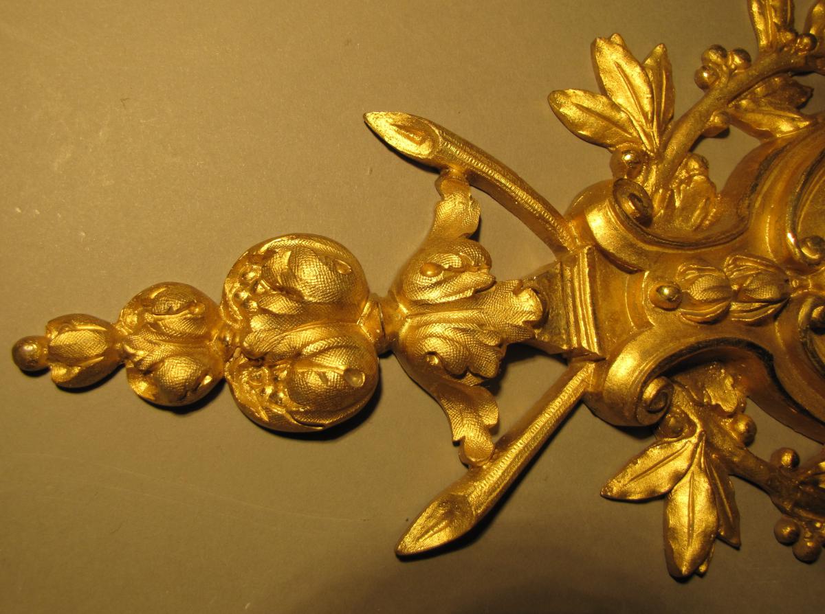 Paire d'Appliques 5 Feux En Bronze Doré De Style Napoléon III-photo-3