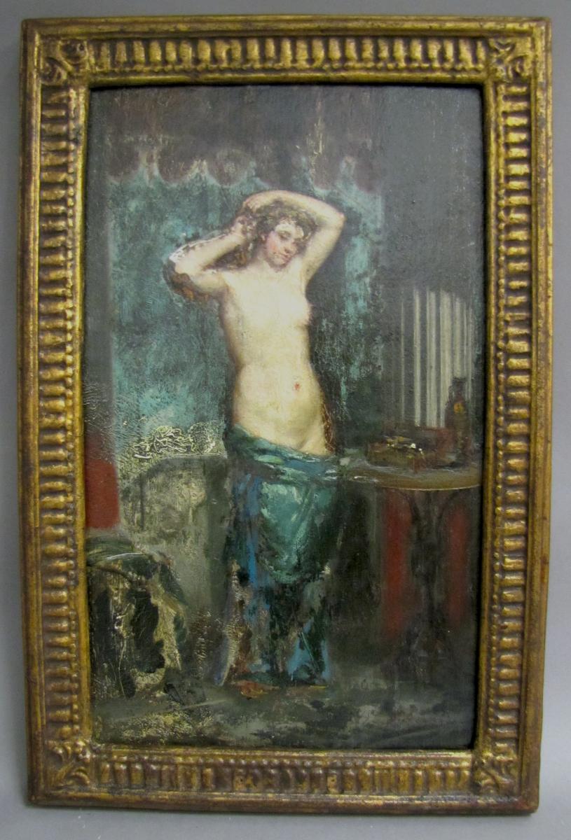 Nude, Indoor Scene By Emmanuel-henry Thomas De Barbarin