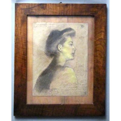 XIXth Century Drawing - Portrait Of Woman