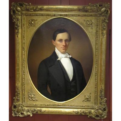 Portrait Of Young Man - 19th Century French School, Signed Courtois