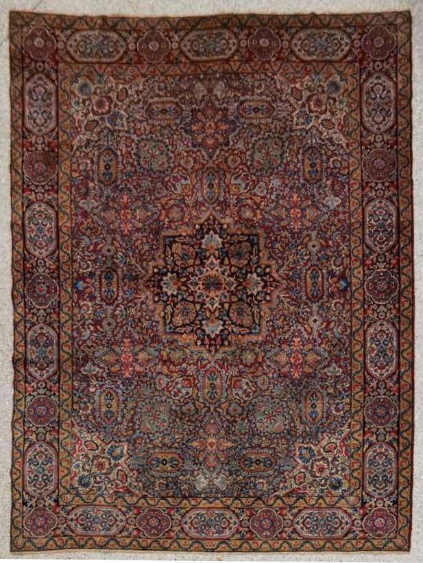 Tapis Kashan Dabir, Fait Main En Laine Kork, Iran Vers 1920.-photo-8