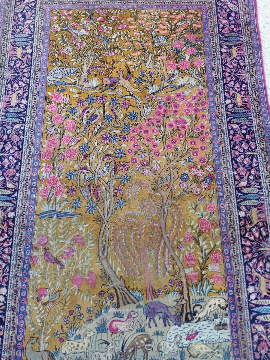 Tapis Kashan Réalisé En Laine Kork, De L’époque  Du Shah, Fin 19ème Siècle.-photo-3