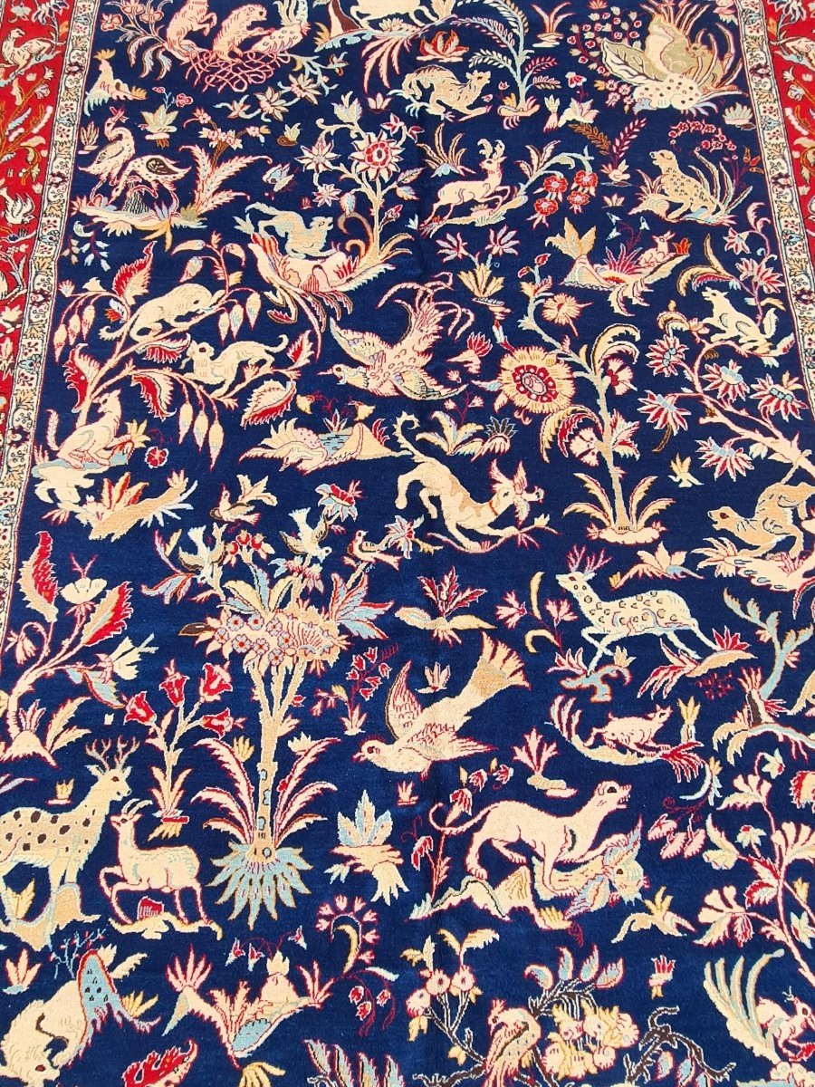 Large Ghoum Carpet Made In Wool, Persia, Circa 1950.-photo-3