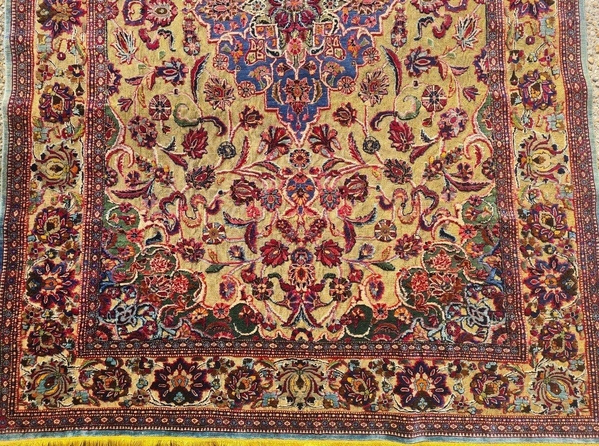 Important Tapis Kachan Soof  En Soie, Iran,  19ème Siècle.-photo-1