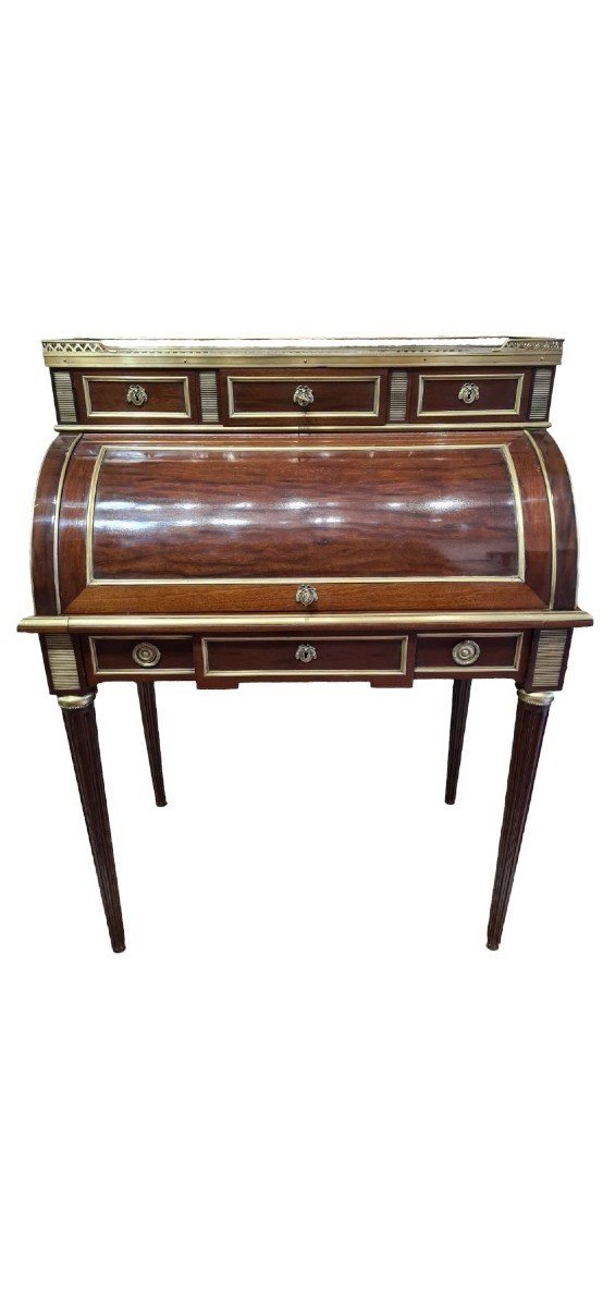 Sormani Cylinder Desk, Mahogany, France, 19th Century Antique.-photo-4