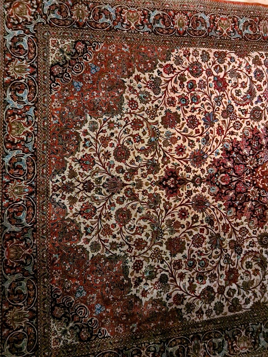 Important Tapis Ghoum En Soie,Signé Ahmadi,Iran, Atelier Impérial.-photo-3