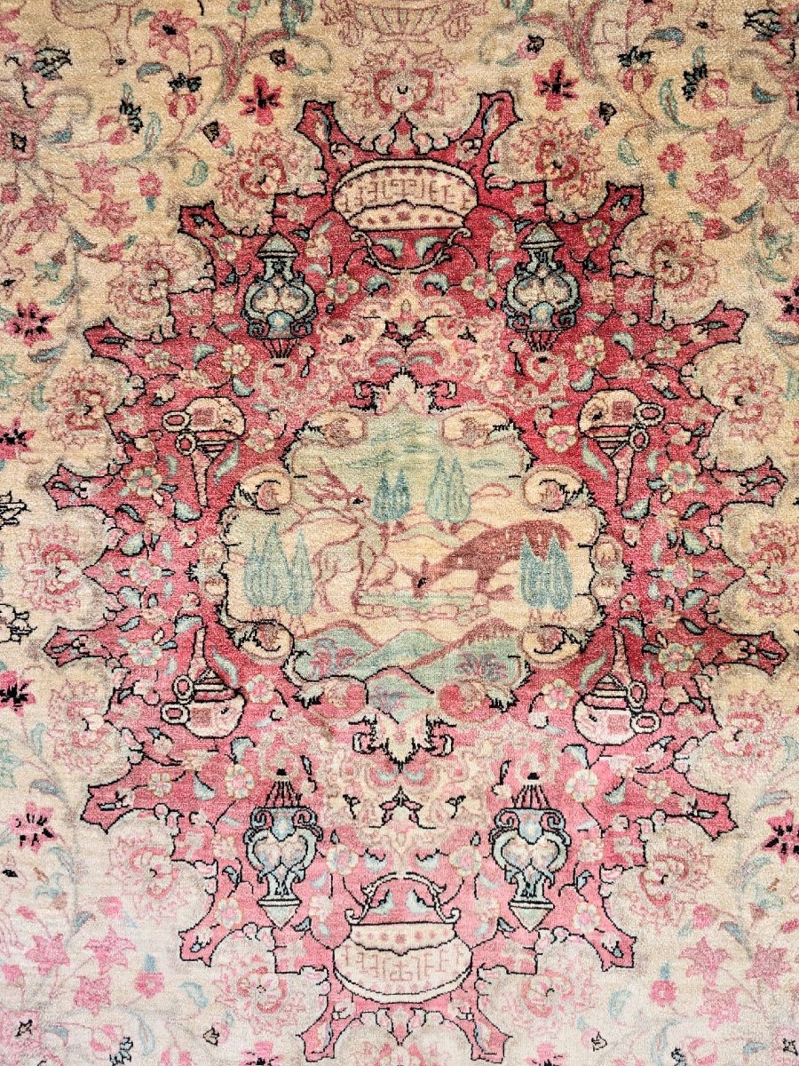 Rare Ghoum Silk Carpet From The Shah Period, Iran, Circa 1970-photo-2