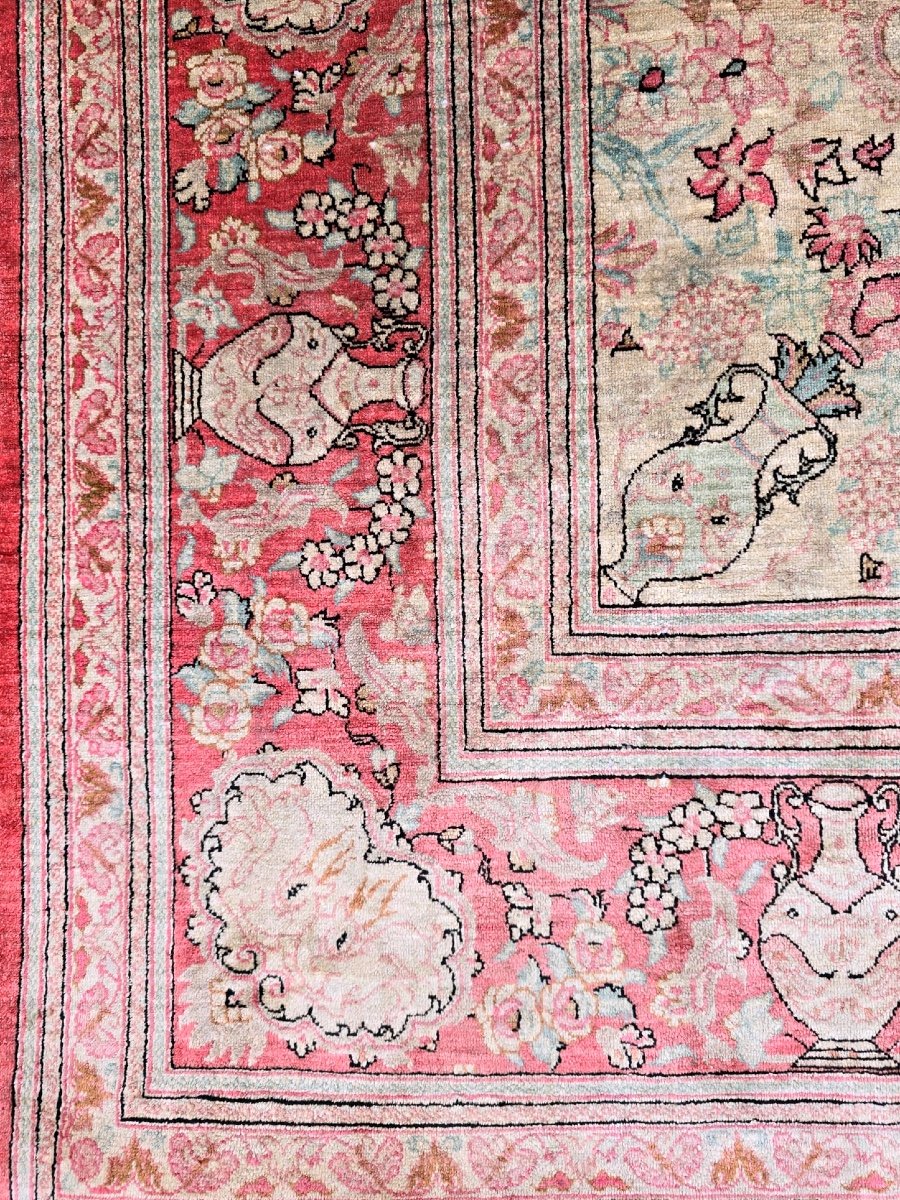 Rare Ghoum Silk Carpet From The Shah Period, Iran, Circa 1970-photo-1