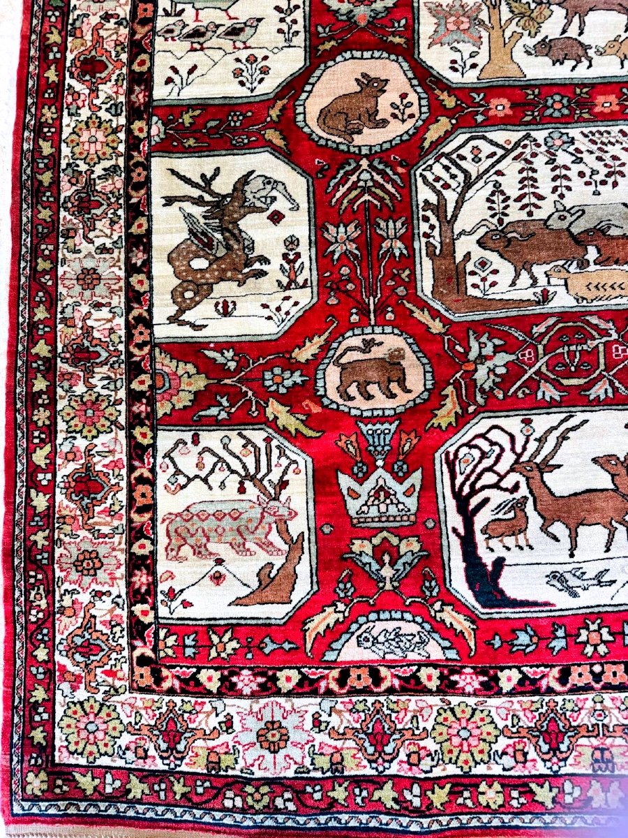 Rare Signed Kirman Laver Rug, Special Order From Dilmagani. -photo-3