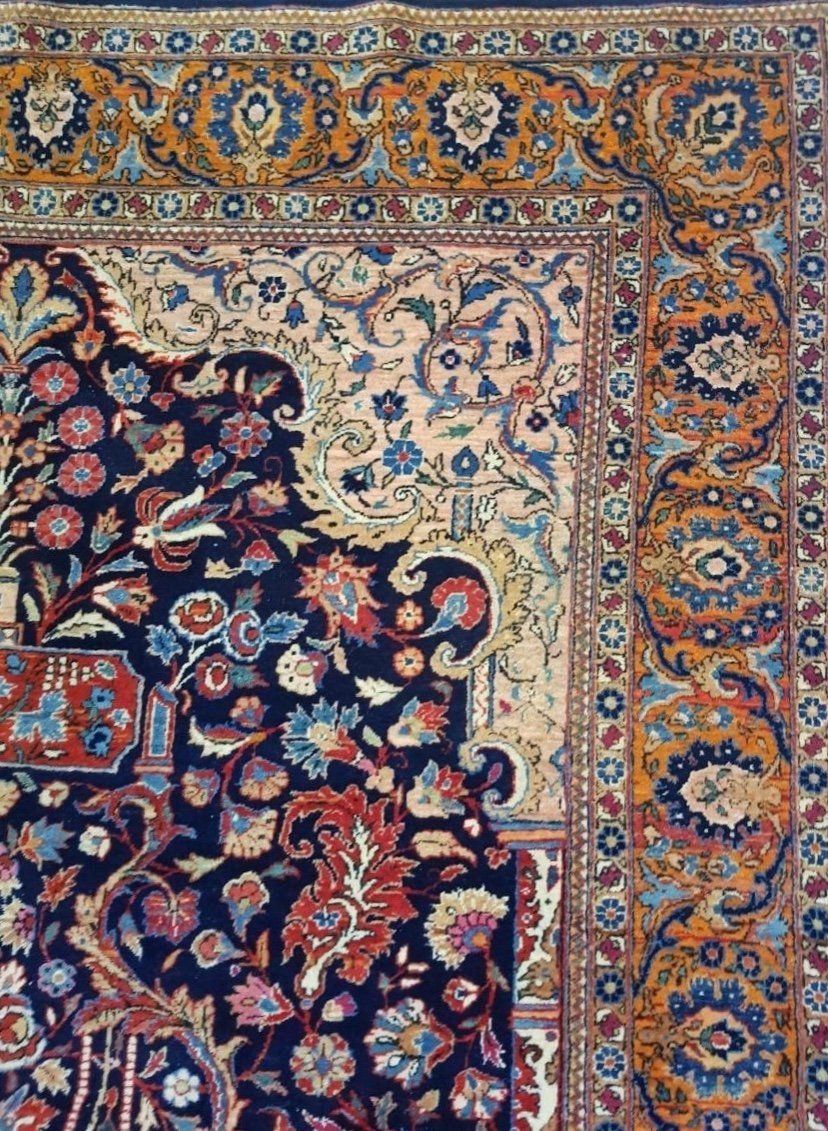 Tapis Kashan Mortachem En Laine, 19ème Siècle-photo-2