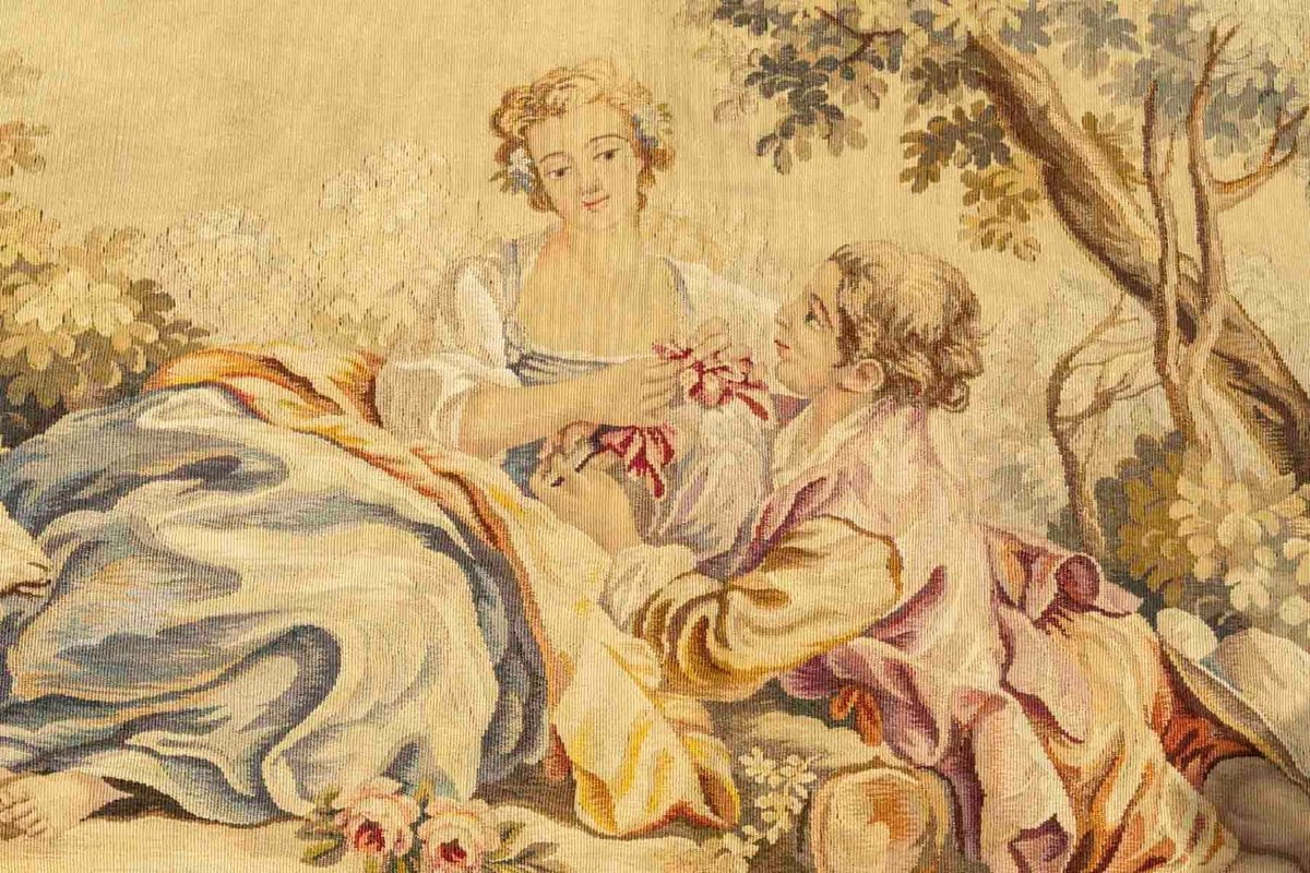 Aubusson Tapestry In Wool And Silk - France, Late 19th Century-photo-4