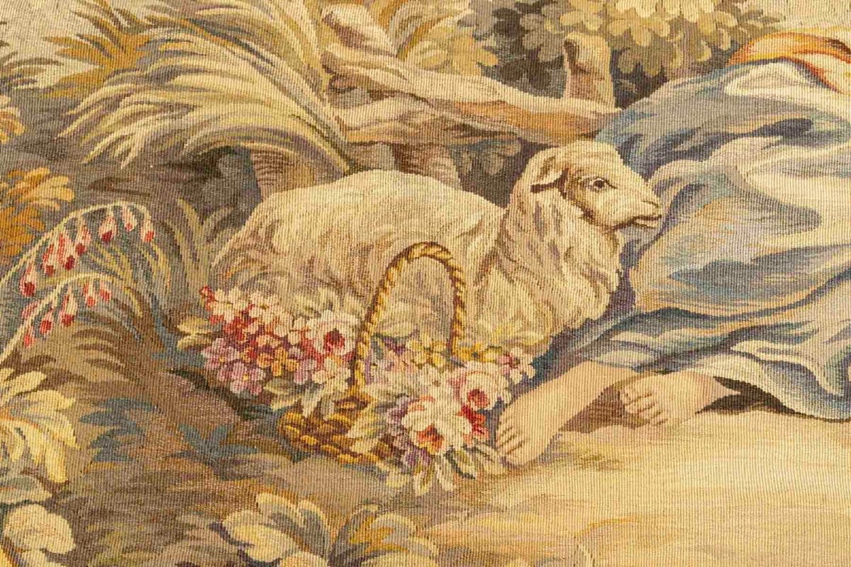 Aubusson Tapestry In Wool And Silk - France, Late 19th Century-photo-1