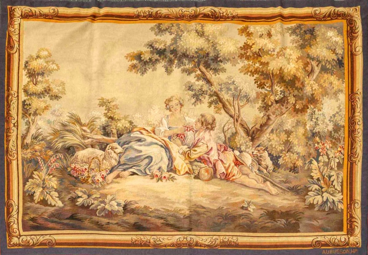 Aubusson Tapestry In Wool And Silk - France, Late 19th Century