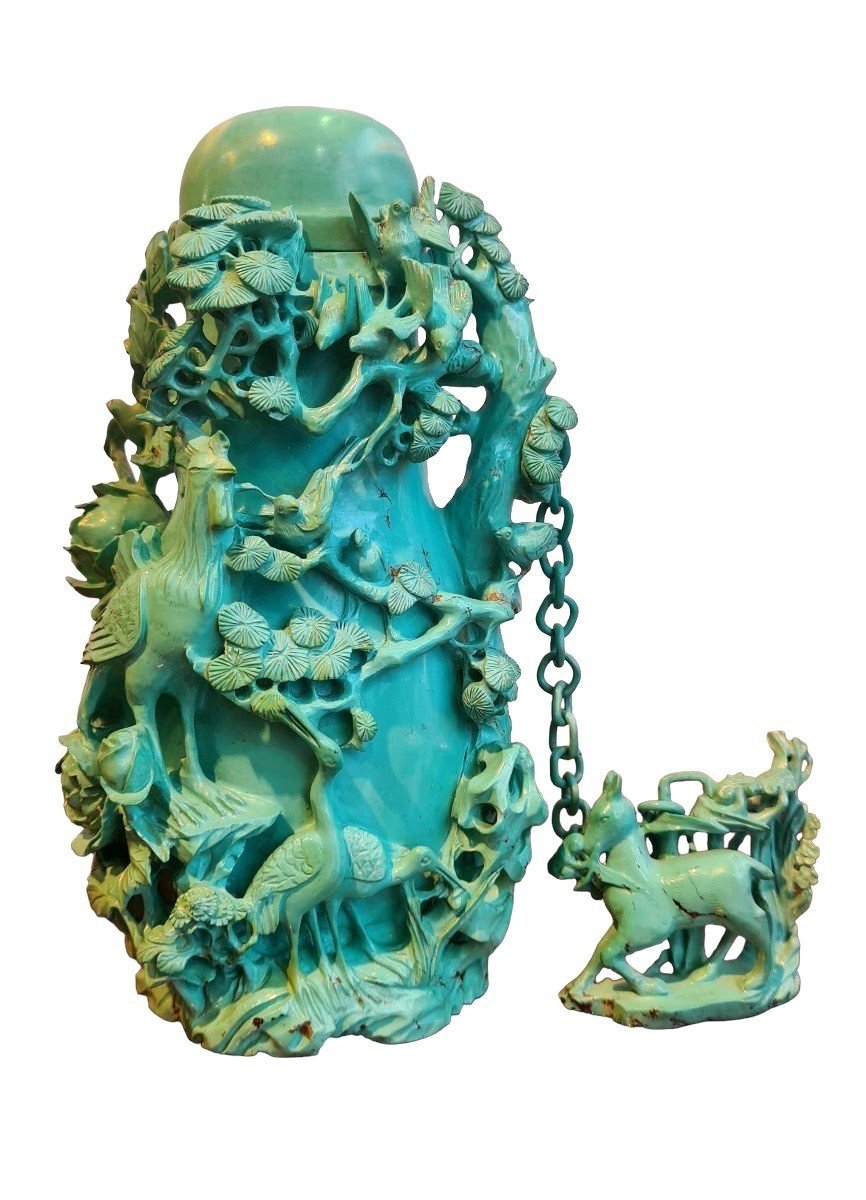 Vase En Turquoise, Pekin , 20eme Siècle.