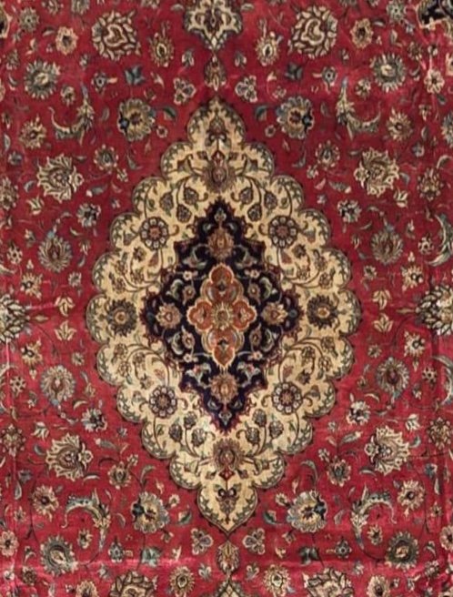 Ghoum Silk Carpet Signed Mtre Erami, Iran, Shah Period (1960-70)-photo-2