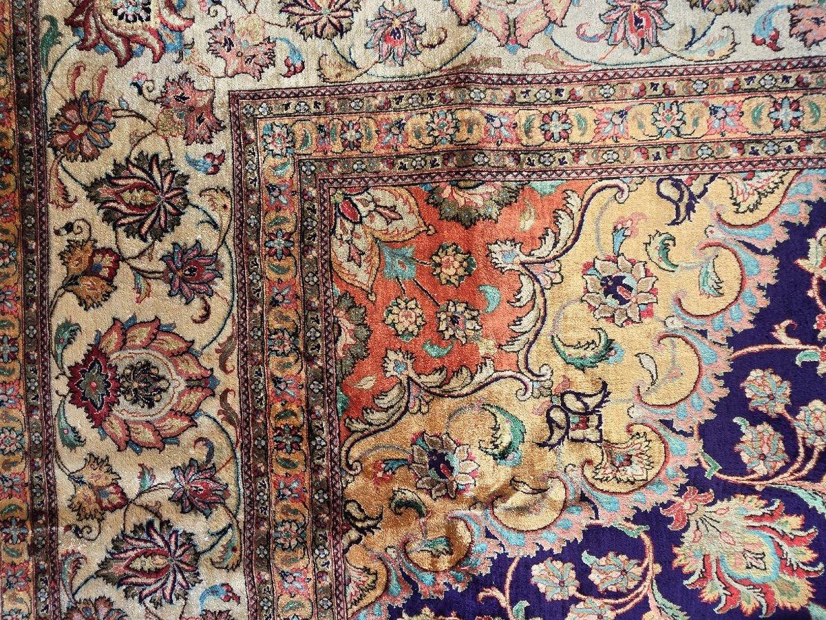 Ghoum Silk Carpet Signed Mtre Erami, Iran, Shah Period (1960-70)-photo-5