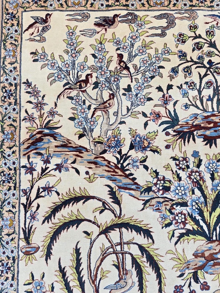   Isfahan Carpet, Persian Hunting Scene In Wool And Silk-photo-1