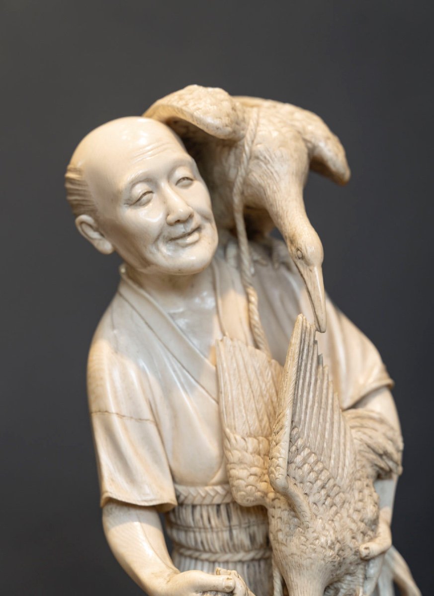 Important One-piece Okimono Depicting A Fisherman Japan. Meiji Period.-photo-2