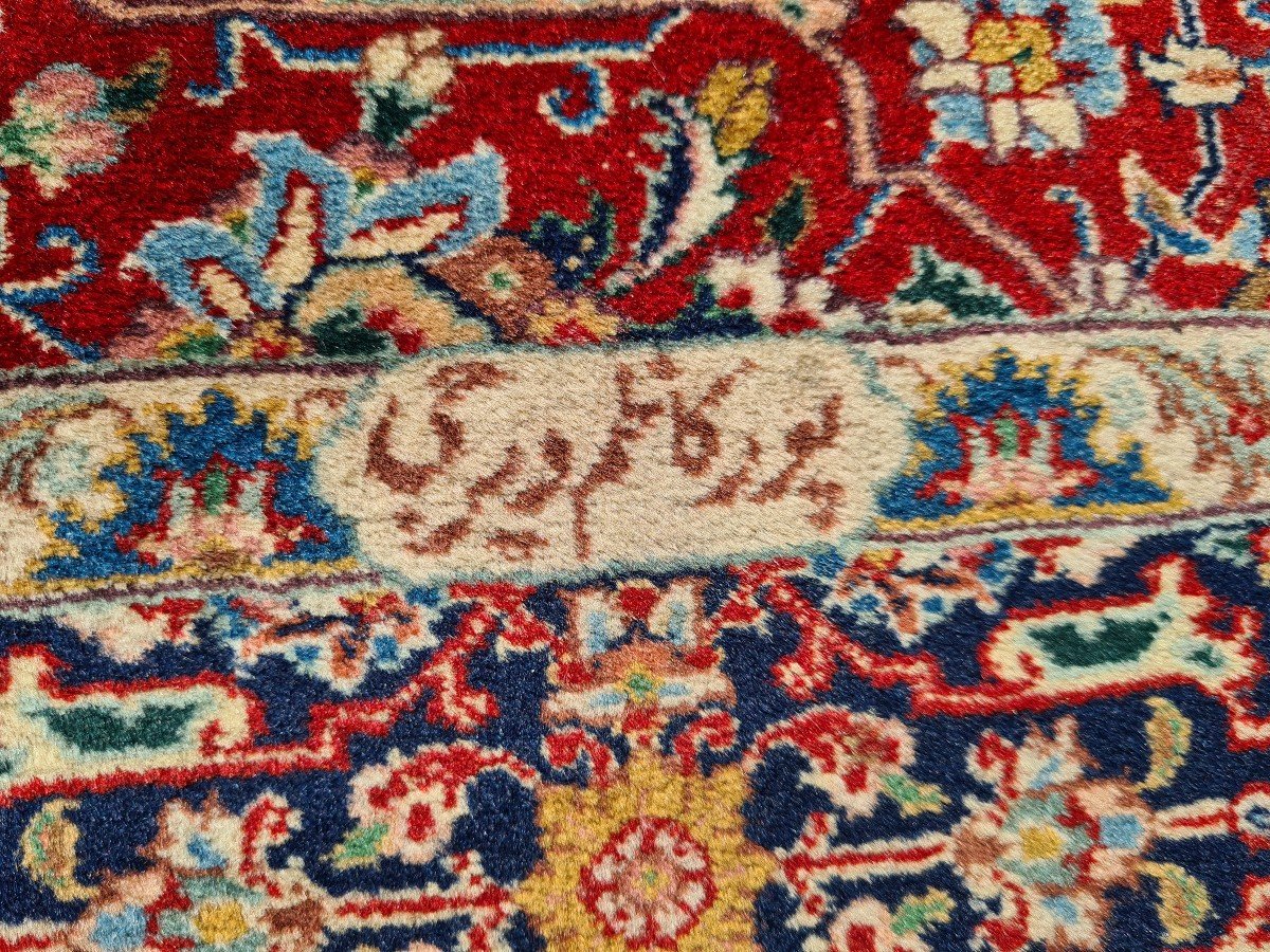 Tapis Ispahan laine et soie, Iran milieux du 20ème siècle époque du Shah-photo-2