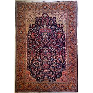 Kashan Mortachem Wool Rug, 19th Century