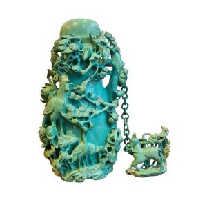 Vase En Turquoise, Pekin , 20eme Siècle.