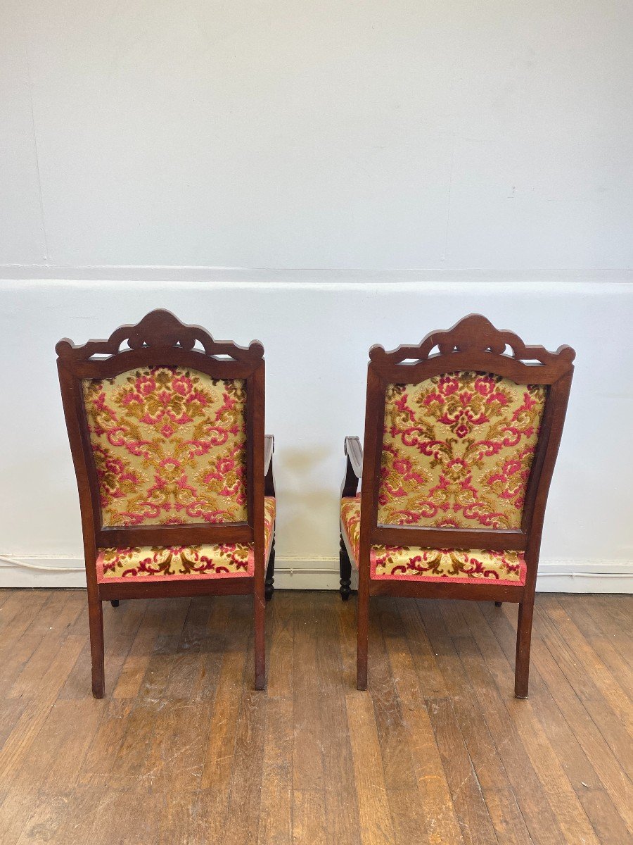 Pair Of 19th Century Louis-philippe Style Carved Mahogany Armchairs-photo-3