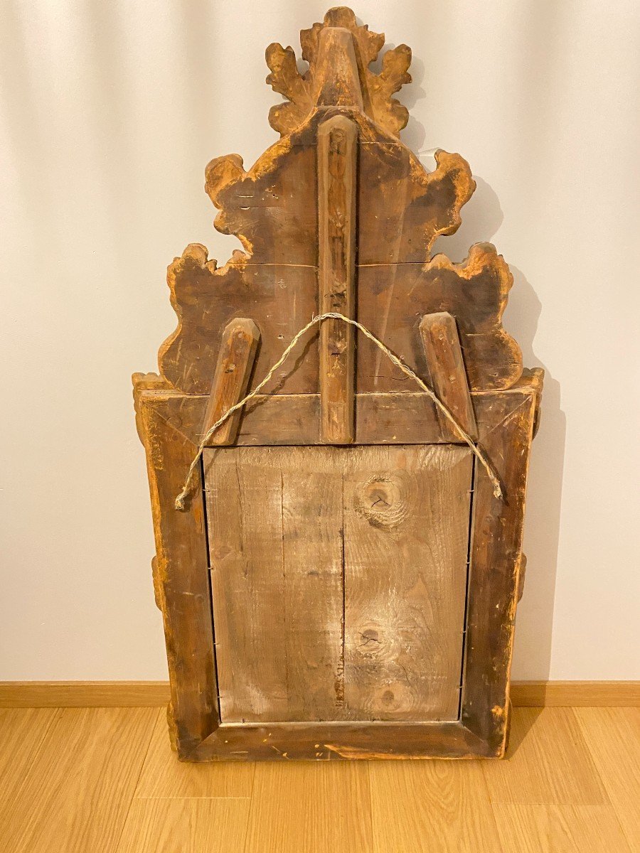 Gilded Mirror With Mercury Glazing Beads From The 18th Century - Regency Style 66cm X 120cm-photo-3