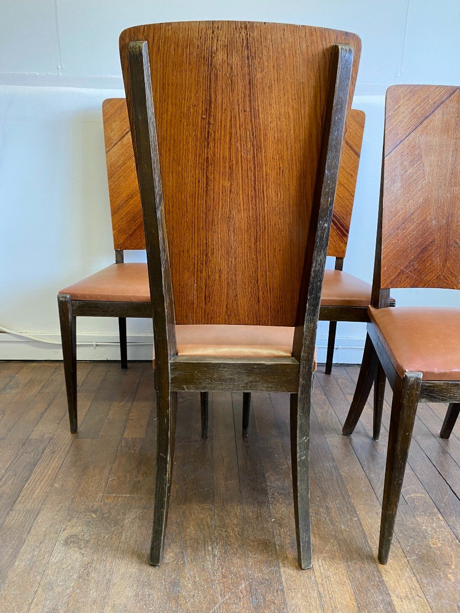 Set Of Four Art Deco Chairs With Mahogany Backs Circa 1960-photo-3