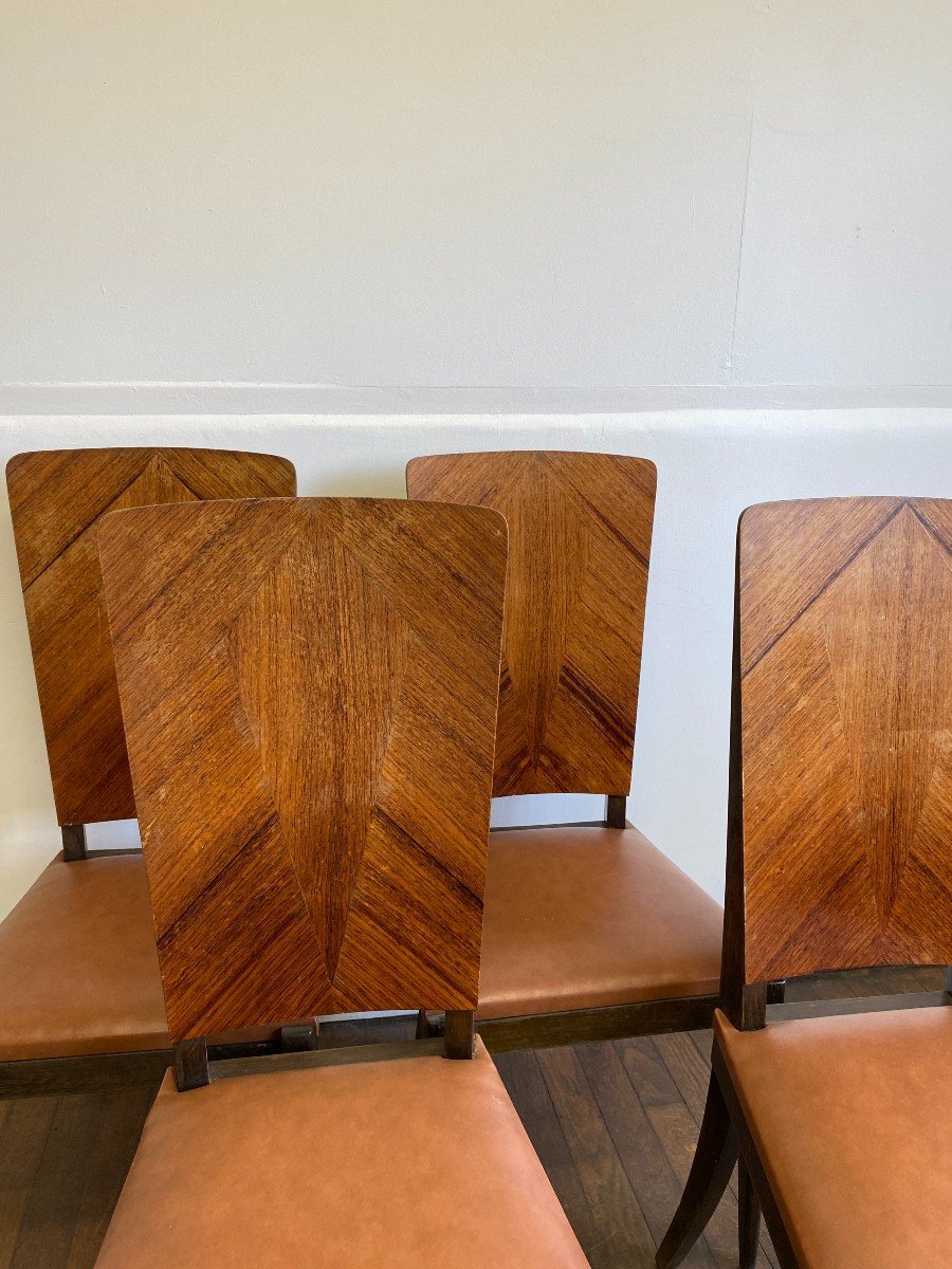 Set Of Four Art Deco Chairs With Mahogany Backs Circa 1960-photo-1