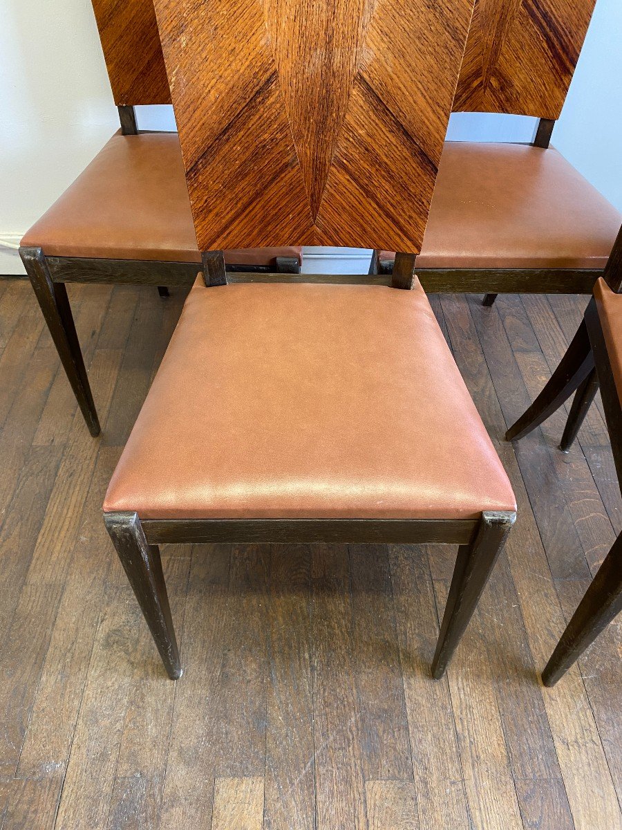 Set Of Four Art Deco Chairs With Mahogany Backs Circa 1960-photo-2