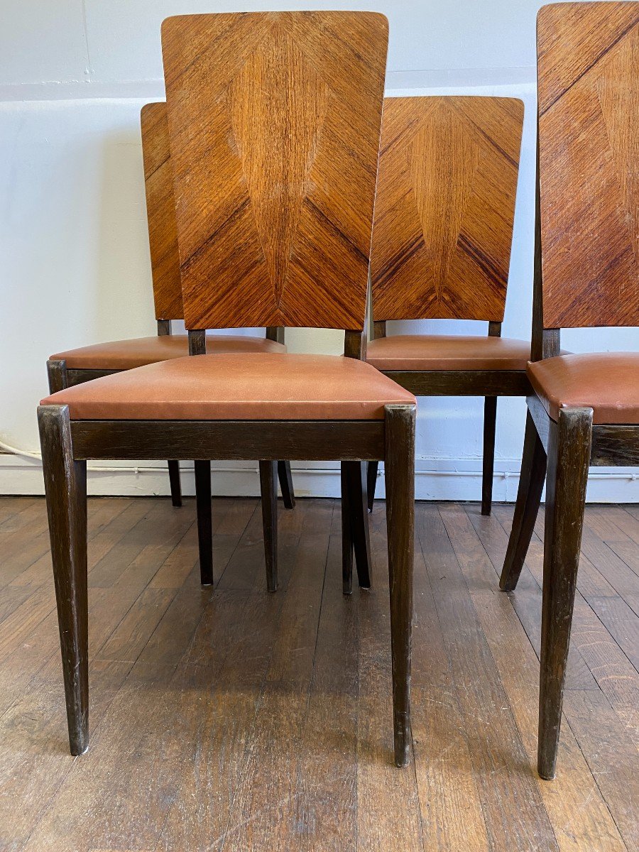 Set Of Four Art Deco Chairs With Mahogany Backs Circa 1960-photo-3