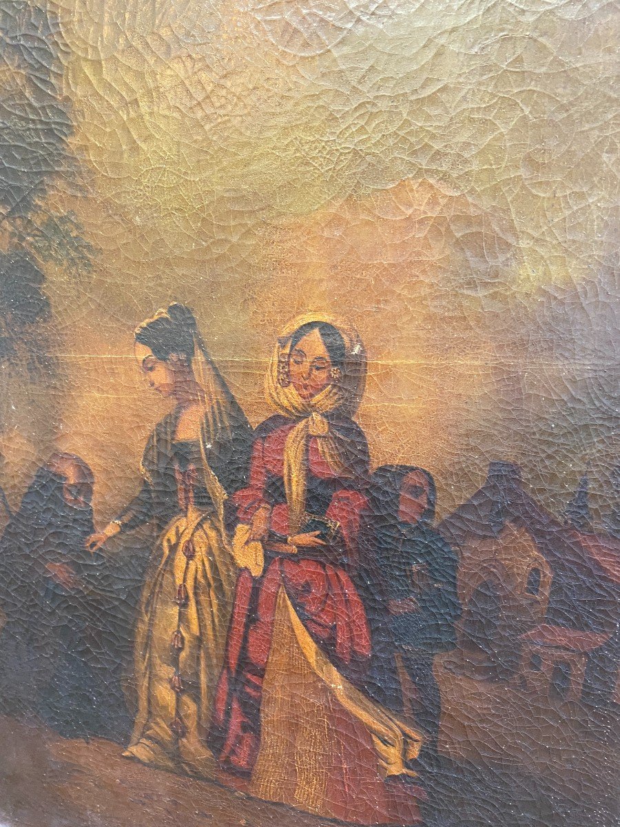 19th Century Trumeau - Romantic Scene - 77cm X 160cm -photo-4