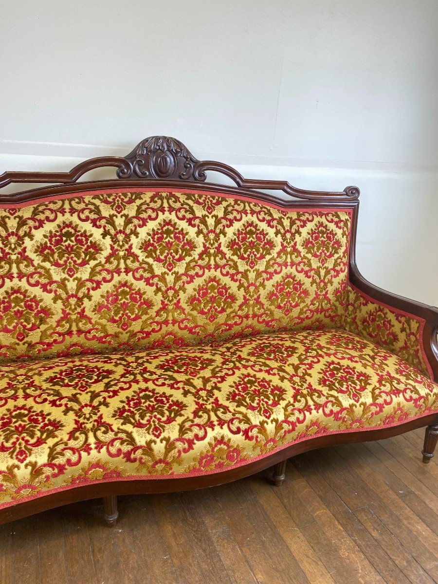 19th Century Louis-philippe Style Carved Mahogany 3-seater Sofa-photo-2