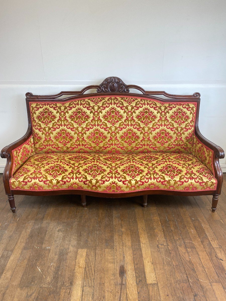 19th Century Louis-philippe Style Carved Mahogany 3-seater Sofa