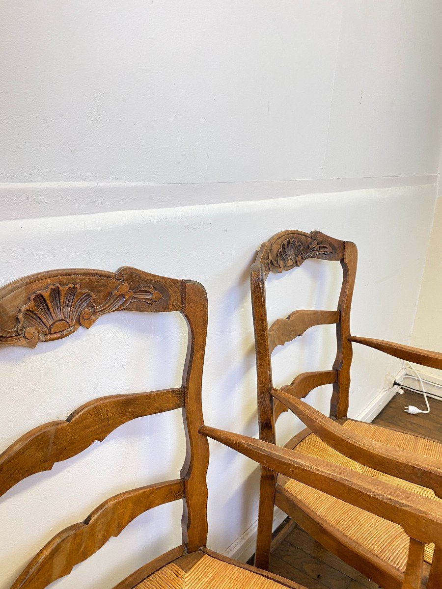 Pair Of 19th Century Provencal Style Straw Armchairs-photo-3