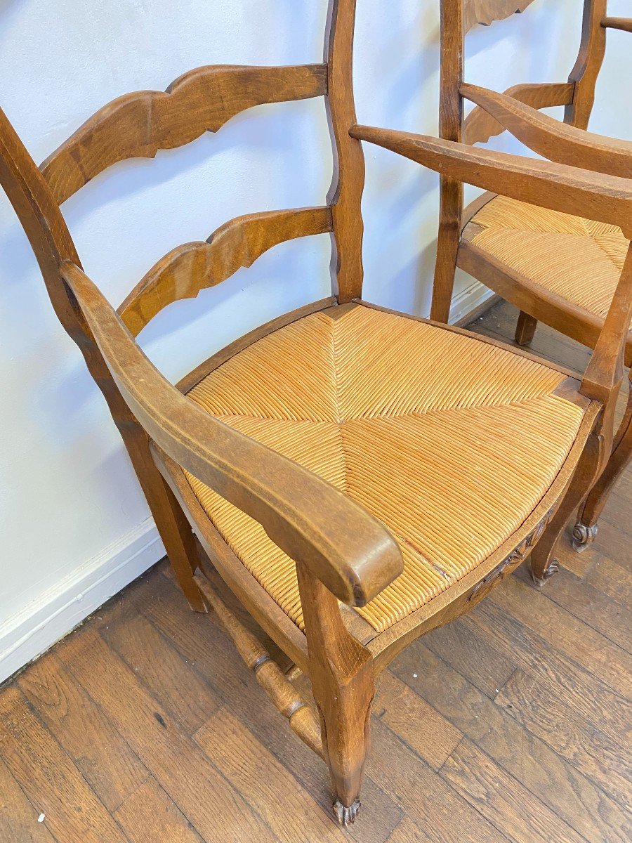 Pair Of 19th Century Provencal Style Straw Armchairs-photo-5