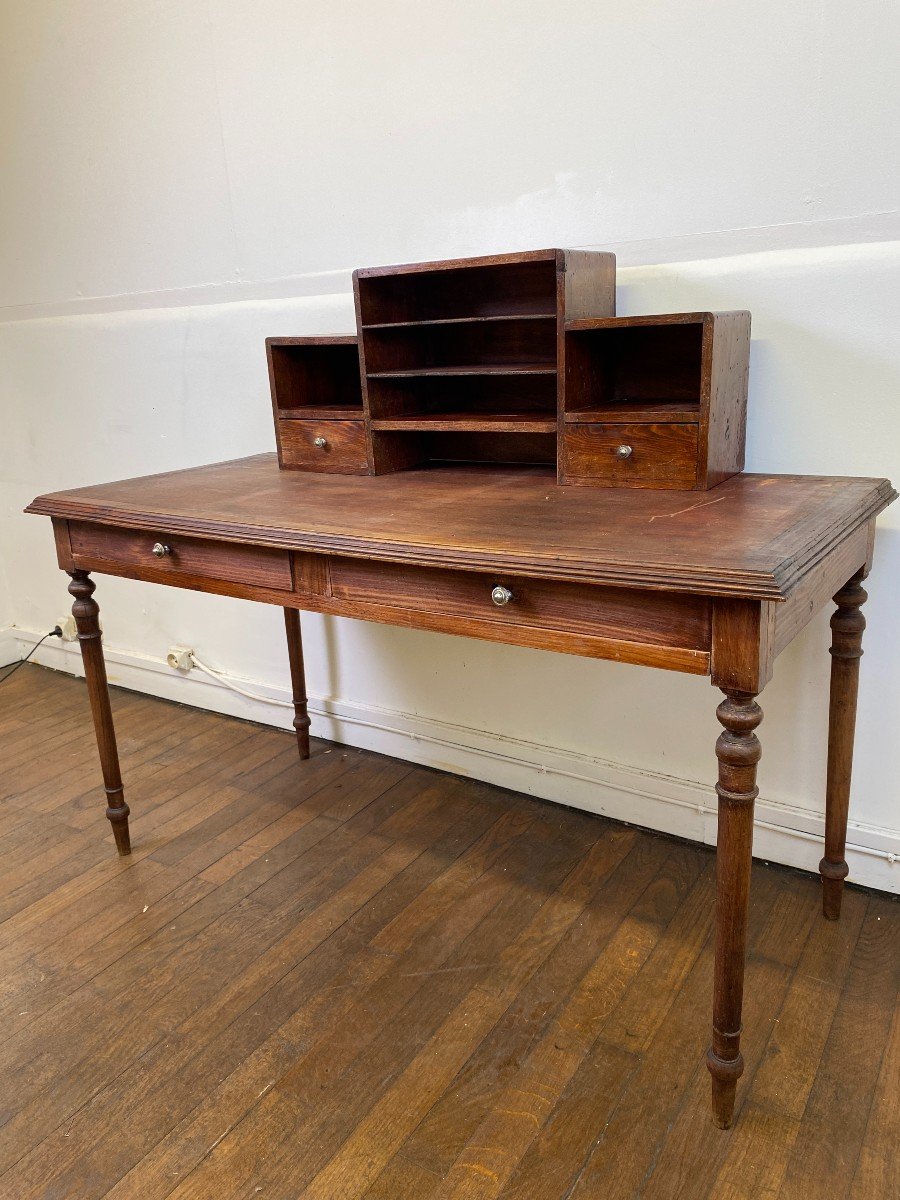 Mid-20th Century Pine Wood Secretary Desk-photo-2