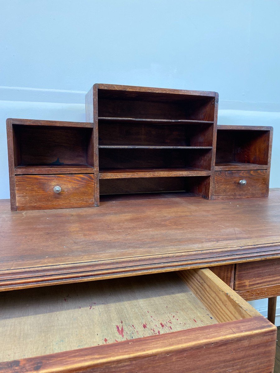 Mid-20th Century Pine Wood Secretary Desk-photo-4