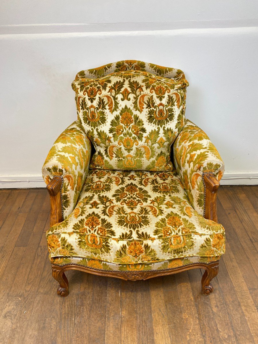 Armchair - Green And Yellow Bergère 60s