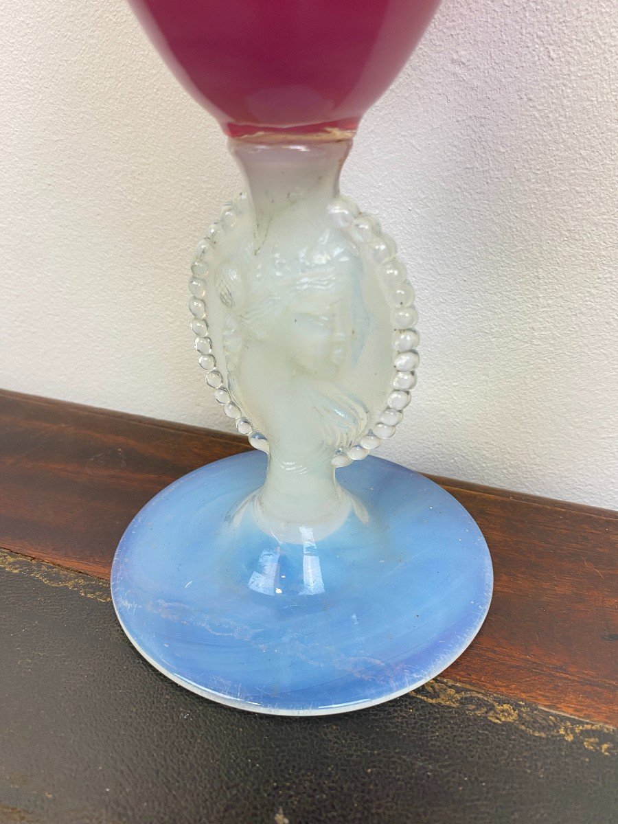 Grand Vase Art Déco Rose En Opaline-photo-1