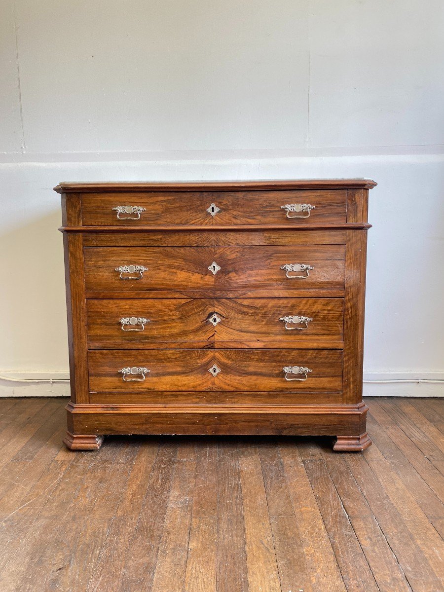 Commode En Noyer Et Ronce De Noyer Style Louis-philippe - XIXème Siècle 