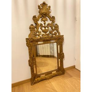 Miroir Doré à Parcloses Au Mercure d'époque XVIII - Style Régence 66cm X 120cm