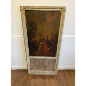 Trumeau d'époque XIXème - Scène Romantique - 77cm X 160cm 