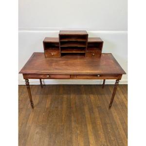 Mid-20th Century Pine Wood Secretary Desk